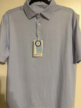 Kenneth Cole Golf Men's Baby Lavender Chevron Print Short Sleeve Polo Shirt